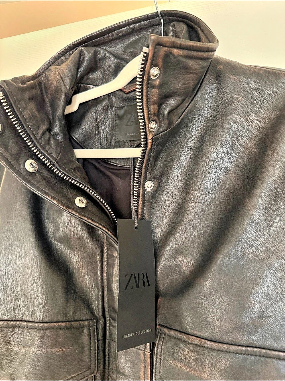 Zara ZW Collection Limited Edition Leather Jacket Black XS - Picture 4 of 7